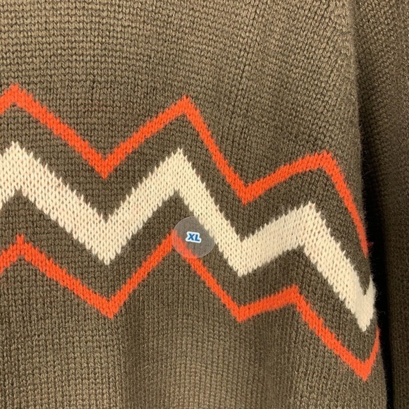 Y2K Old Navy Zig Zag Stripe Lambs Wool Blend Brown Orange Sweater Mens XL New - Picture 3 of 7